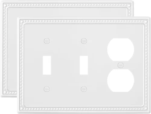 Vista 17 de Paquete de 2 cubiertas de placa de interruptor de luz de doble palanca, cubiertas decorativas de placa de doble interruptor Pearls, placa de pared