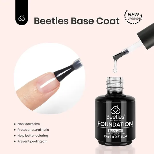 Vista 4 de Beetles - Juego de esmalte de uñas de gel mate, capa superior sin necesidad de limpieza, esmalte de uñas de gel y capa base, 3 piezas de 15 ml