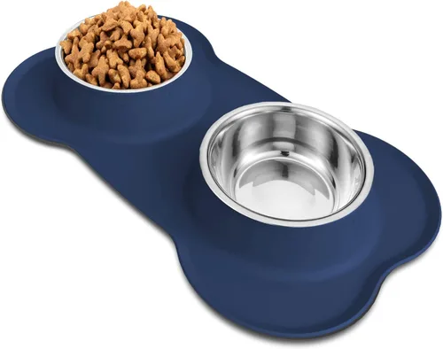 Vista 13 de AsFrost Tazones de Comida para Perros de Acero Inoxidable, Juego de Tazones de Comida y Agua para Perros, Tazones para Perros Sin Derrames