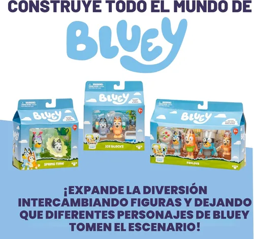 Vista 9 de Bluey Convertible con paquete de 4 figuras de 2.5 pulgadas, 9 accesorios y hoja de calcomanías, exclusivo
