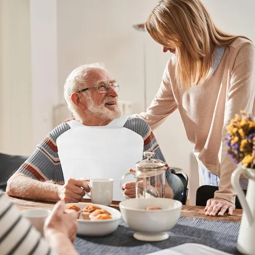 Vista 6 de Disposable Bibs, Adult Bibs for Women Men Waterproof & Oil-Proof, Plastic Bib for Elderly Clothing Protector