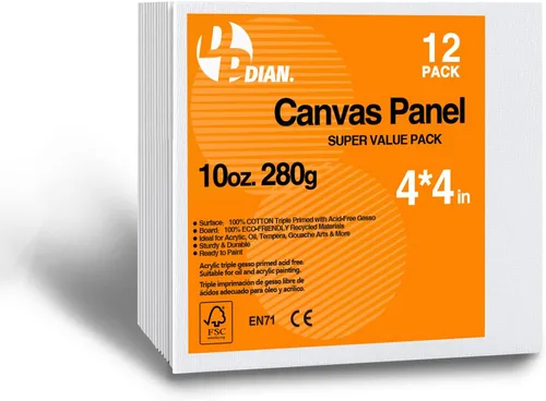 Tableros de lienzo para pintar de 4 x 4 pulgadas, paquete de 12 lienzos a granel, suministros de arte, paneles de lienzo de pintura en blanco para