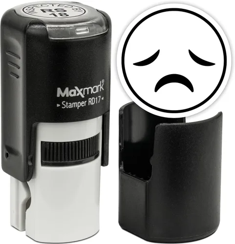 Vista 61 de MaxMark Sello de Emoji Autoentintado Redondo - Enojada - Tinta Negra