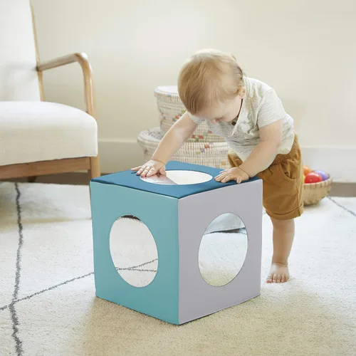 Vista 9 de ECR4Kids SoftZone Mirror Activity and Sensory Play Cube, Baby Essentials, Assorted Variado