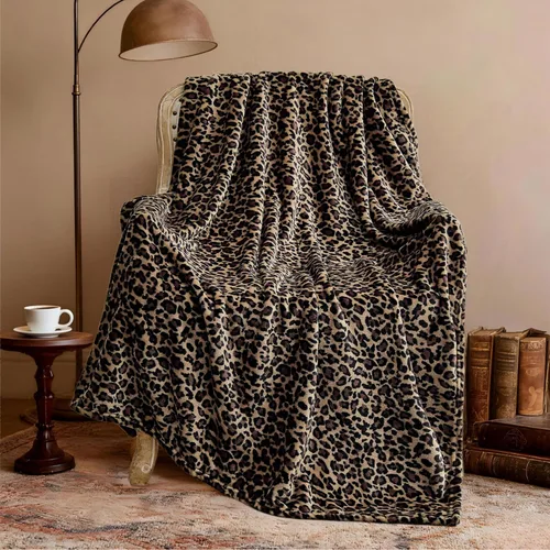Vista 9 de Edenleaf - Manta con estampado de leopardo de forro polar, manta suave y acogedora para cama, sofá, viajes y camping, supersuave y mullida