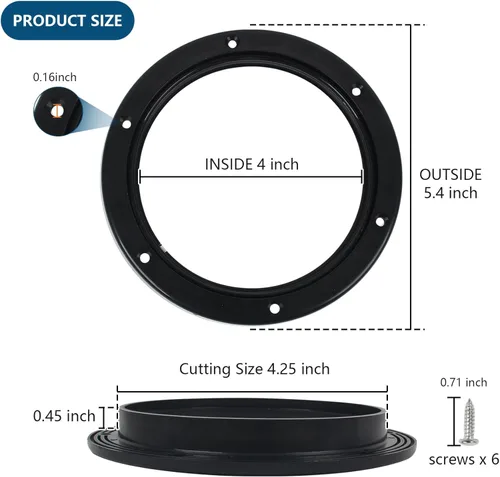 Vista 2 de Escotilla de barco de 4 pulgadas/6 pulgadas/7.2 pulgadas, placas de cubierta redonda antideslizante de inspección con cubierta desmontable