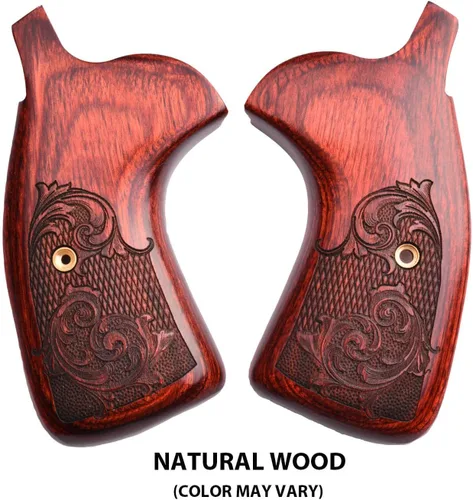 Vista 2 de Altamont - Puños de conversión de madera real para revólveres redondos S&W K & L, estilo Altai, trasero redondo a cuadrado, fabricado en Estados