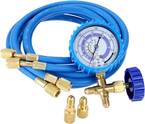 SURIEN Kit de recarga R410A, manguera de carga de aire acondicionado, juego de manómetros de calibre R410A R134A R22 para carga de refrigeración de