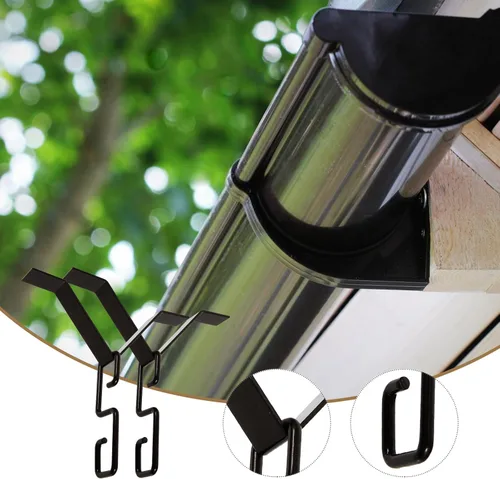 Vista 9 de DOITOOL Juego de 2 ganchos de cadena de lluvia de aleación de hierro, ganchos adaptadores de cadena de lluvia para instalación de clip de canalón