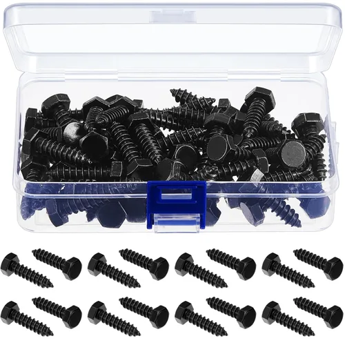 Vista 8 de Blulu 60 tornillos de retraso de cabeza hexagonal de 1/4 x 1-1/2 pulgadas, tornillos de retraso de acero inoxidable 304 para madera, acabado liso