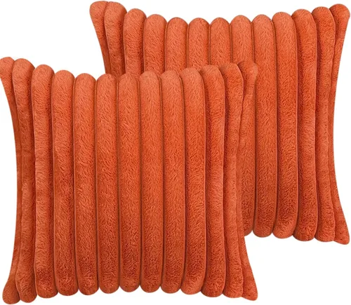 Vista 19 de Juego de 2 fundas de almohada decorativas de 16 x 16 pulgadas, fundas decorativas de piel sintética para cama, sofá, funda de almohada suave y Negro