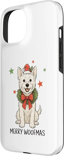 Vista 2 de Merry Woofmas White Terrier Dog Santa Hat Christmas Cute Dog Case for iPhone 15