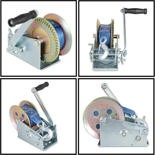 Vista 3 de Cabrestante manual de manivela de 3500lbs para ATV Ship Trailer Truck Car con correa de poliéster azul de nylon