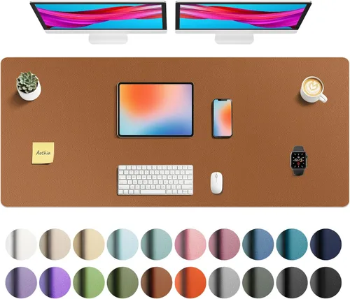 Vista 143 de Aothia - Protector de escritorio de cuero sintético grande, base antideslizante para mouse y superficie para escribir, impermeable, fácil de Agua