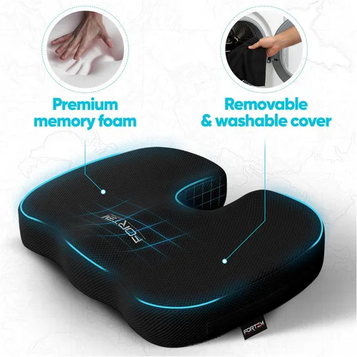 Vista 4 de FORTEM Cojín de asiento, cojín para silla de oficina, espuma viscoelástica para silla de escritorio, ciática, coxis, alivio del dolor de coxis