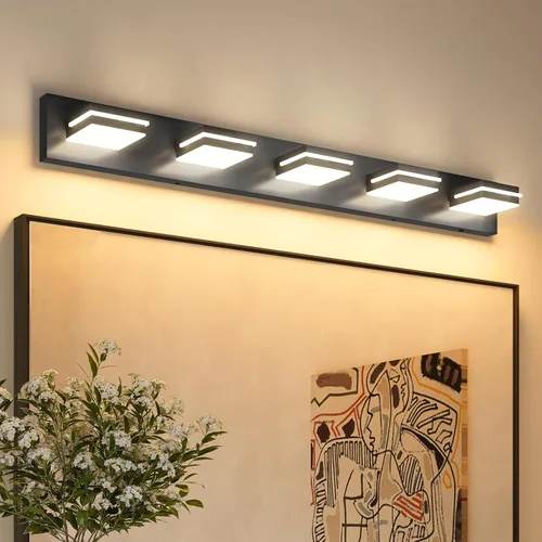Vista 12 de VOLISUN 5CCT - Lámparas de baño regulables sobre el espejo, modernas lámparas de tocador de baño, cabezal giratorio de 360°, luces LED negras