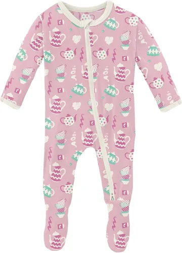 Vista 29 de KicKee Baby & Toddler - Pijama de viscosa ultrasuave de bambú con patas abatibles y puños