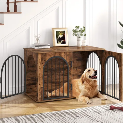 Vista 13 de Jaula de Madera para Perros de 26.8'', Muebles de Jaula para Perros de Interior, Jaula para Perros Pequeños, Jaulas de Servicio Pesado para Perros