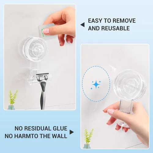Vista 6 de LUXEAR Ganchos de succión de ducha, paquete de 2 ganchos de succión extraíbles y reutilizables, para ducha, impermeable, potente, ventosa, soporte