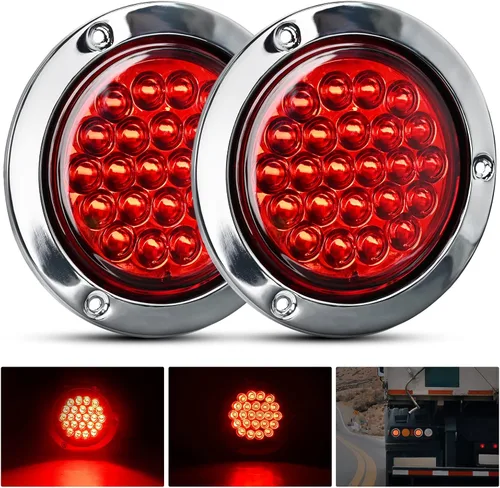 Vista 12 de Nilight 4 pulgadas redondas luces traseras de remolque con ojales de montaje empotrado, enchufes con soportes de montaje, 2 piezas, luces de giro