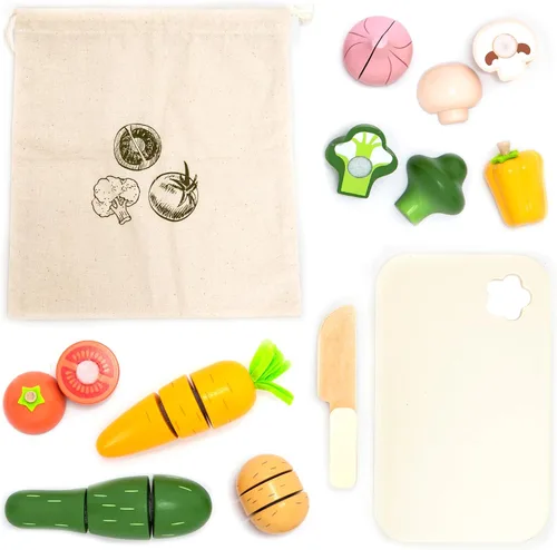 Vista 8 de Juego de frutas para cortar frutas – Accesorio de cocina de madera para jugar, accesorios de juego de simulación, juguetes de madera para cortar