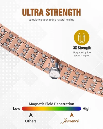 Vista 3 de Jecanori Pulsera de cobre para hombre, pulseras magnéticas de cobre para hombre