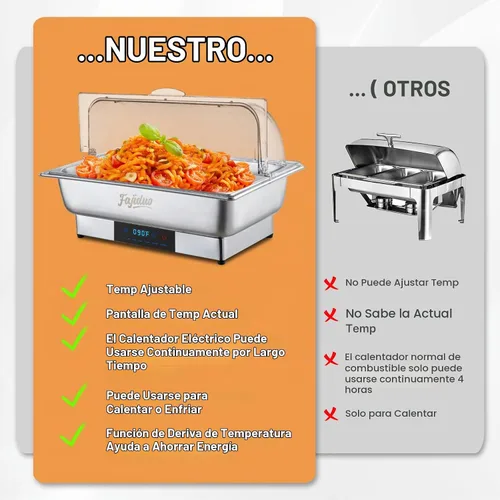 Vista 5 de Plato eléctrico para rozar, servidores y calentadores de bufé de 9 cuartos de galón, platos de acero inoxidable con pantalla de control