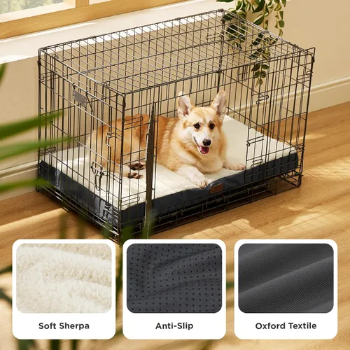Vista 4 de Bedsure - Cama grande para perros para jaula - Camas planas y cómodas para mascotas con funda extraíble y lavable, alfombrilla ortopédica de espuma