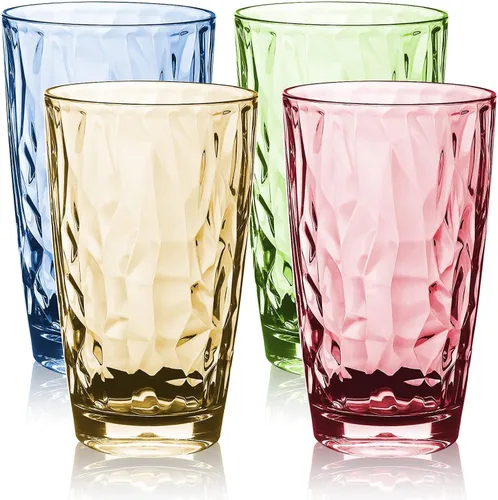 Vista 13 de Topsky Vasos de agua de plástico de 10 onzas Juego de 4 vasos transparentes irrompibles de acrílico transparente reutilizable para jugo