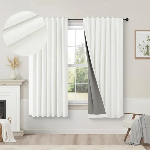 Vista 61 de Pitalk Cortinas cortas 100% opacas de lino para cafetería, 40 pulgadas de largo, 2 paneles, cortinas de puerta francesa para ventana, cortina