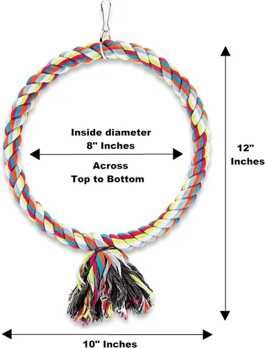 Vista 2 de Percha de algodón grande con forma de cuerda para pájaros, fabricada con materiales naturales, segura para trepar y masticar, ideal para loros
