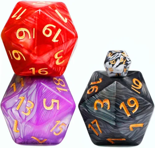 Vista 2 de Juego de 3 dados gigantes D20 de 2.165 in para Dungeons and Dragons, RPG, MTG