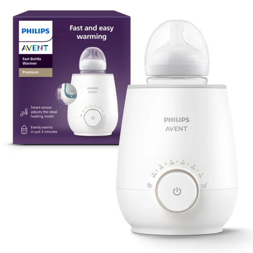 Calentador de biberones rápido premium Philips Avent, con control inteligente de temperatura, tecnología de baño de agua, apagado automático, modelo