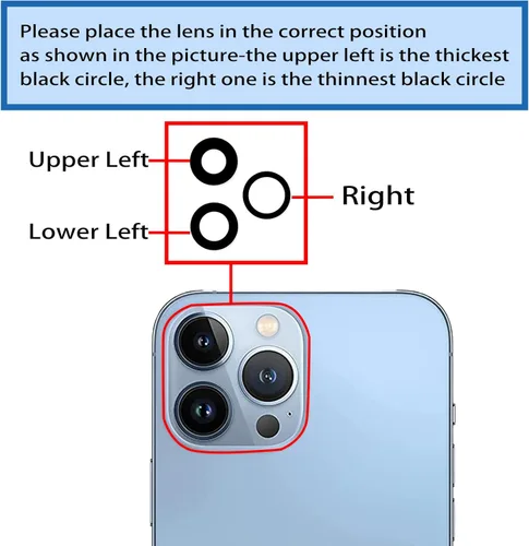 Vista 5 de Juego de 3 fundas de repuesto para lente de cámara trasera trasera para iPhone 13 Pro Max, reemplazo de lente de cámara trasera para iPhone 13 Pro