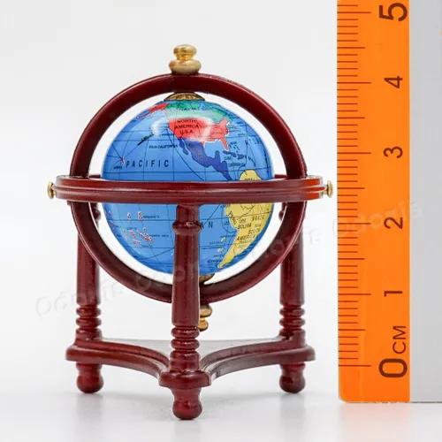 Vista 4 de Odoria Accesorios de decoración de casa de muñecas con globo mundial en miniatura, 1/12, marrón rojizo