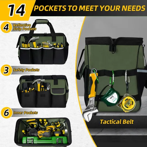 Vista 4 de NECKORY Bolsa de herramientas, organizador de caja de herramientas portátil con correa de hombro ajustable, bolsa de transporte de herramientas