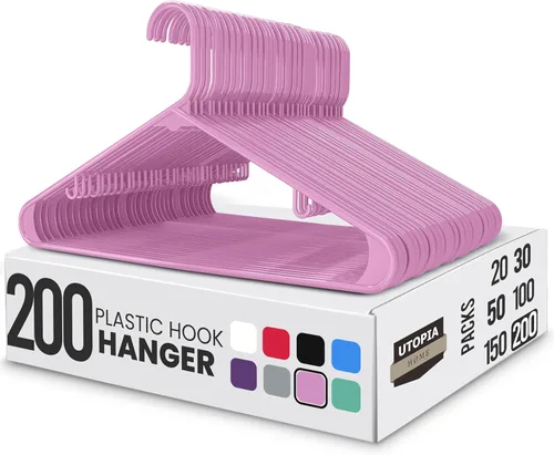 Vista 20 de Perchas de plástico Utopia Home, paquete de 50 - Percha para ropa con ganchos - Duradera y ahorradora de espacio (Agua)