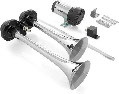 HIGHSOAR - Bocina de aire para camión de 12 V, 150 db, kit de bocinas de trompeta dual con compresor universal para coche, tren, barco