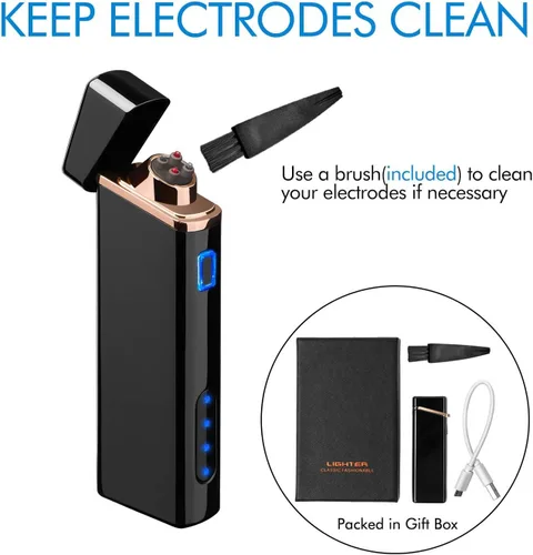 Vista 7 de Encendedor resistente al viento, encendedor de arco eléctrico USB con pantalla de batería, encendedor recargable - para incendioscigarrillos