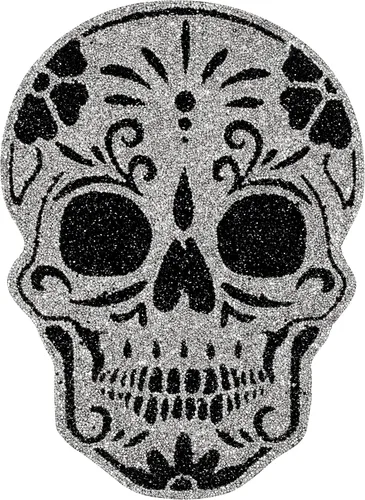 Mantel individual luminoso de calavera de azúcar, diamantes de imitación brillantes, respaldo protector, espeluznante, Halloween, para decoración