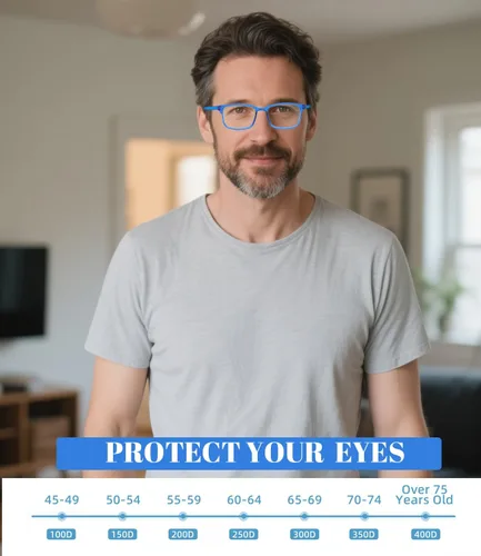 Vista 7 de Hubeye Reading Glasses For Men Blue Light Blocking Anti Ray Comoputer Reader Classic Sqaure Lightweight Eyeglasses