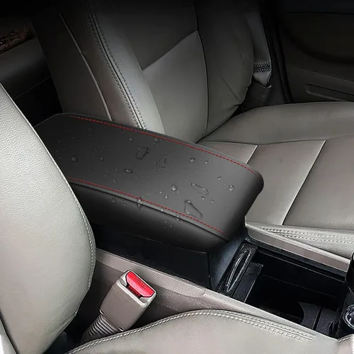 Vista 7 de AOMSAZTO Funda para Reposabrazos para Honda Civic 2006-2011 Negro con Costuras Rojas