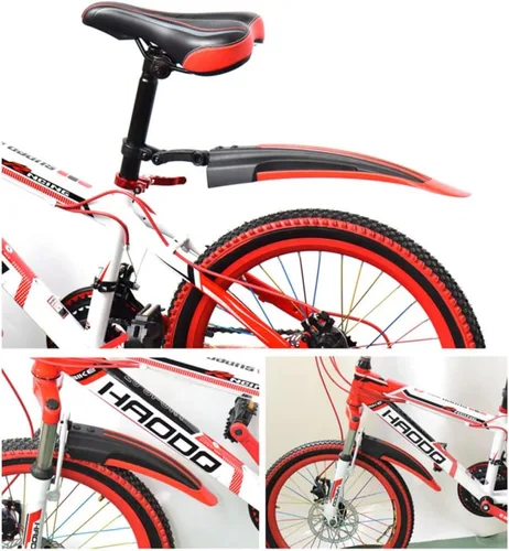 Vista 2 de BlueSunshine - Juego de guardabarros ajustables para bicicleta de montaña y carretera, para ciclismo, delantero/trasero, color negro