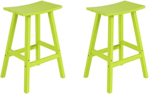 Vista 46 de Costaelm Juego de 2 taburetes de bar para todo tipo de clima, 29 pulgadas de altura, taburetes de bar Adirondack de polietileno para patio, terraza