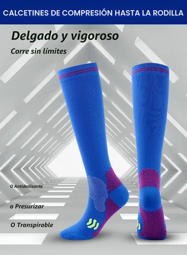 Vista 4 de SUJAYU 3 pares de calcetines de compresión para mujer de 20 a 30 mmHg hasta la rodilla, calcetines de compresión para mujer Negro/Negro/Negro