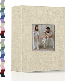 popotop - Álbum de fotos 4x6 con 100 fotos, libros de fotos con 100 bolsillos verticales, cubierta de lino, álbumes para fotos familiares, de boda,