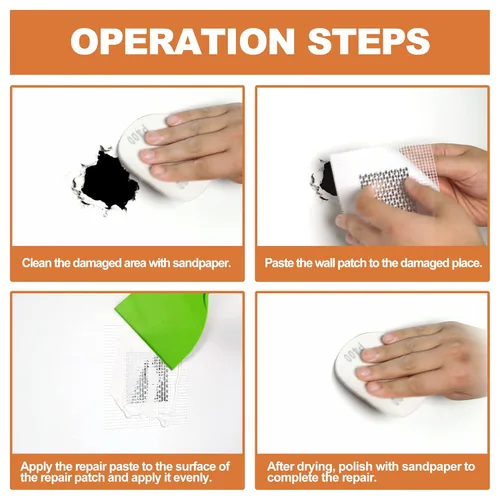 Vista 2 de Kit de reparación de paneles de yeso Boncart, kit de reparación de parches de yeso, parche de reparación autoadhesivo de 2/4/6/8 pulgadas