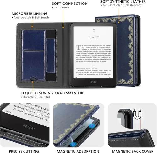 Vista 375 de CoBak Funda inteligente para Kindle Paperwhite de 6.8" de 11ª generación 2021 con función de encendido automático, ligera, delgada, de piel **Salvia
