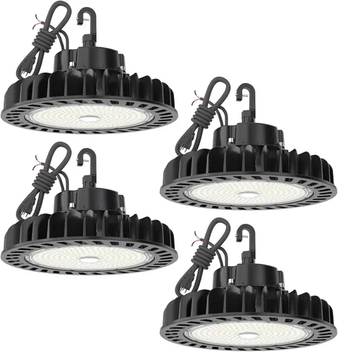 Vista 9 de HYPERLITE Luces LED High Bay de 100 W, 14,500 lm (145 lm/w) 5000 K, 1-10 V, regulable, cable de 5' con enchufe de 110 V, gancho de EE. UU., listado