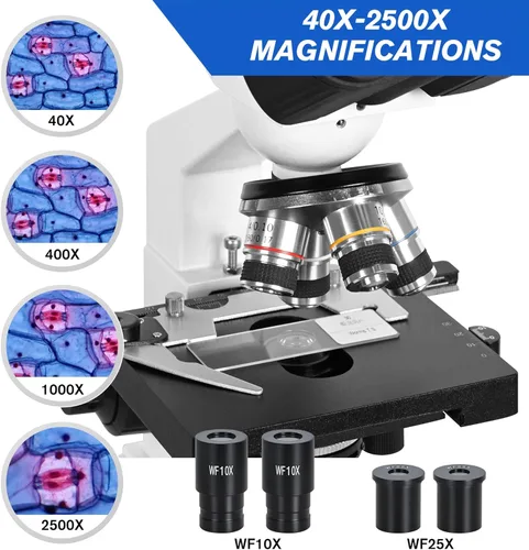 Vista 5 de HSL Microscopio binocular compuesto 40x-2500x para adultos profesional,microscopios para estudiante educar,Microscopio biológico LAB Micro Scope